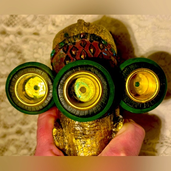 🐘CBK🐘 VTG 1998 BRONZE ELEPHANT FESTIVAL 3 STICK FIGURINE CANDLE HOLDER EUC🕯️ - Picture 7 of 8